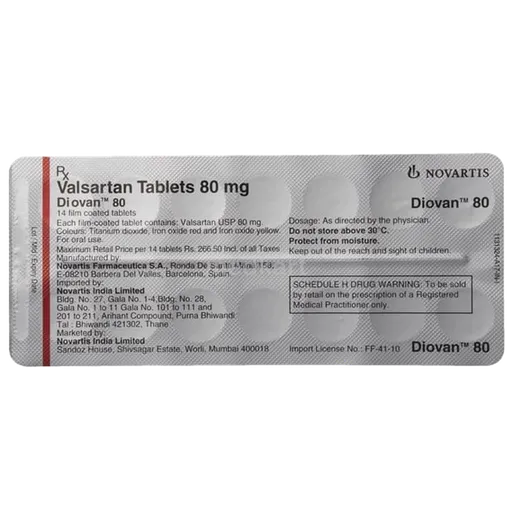 diovan 80mg tablet 14's